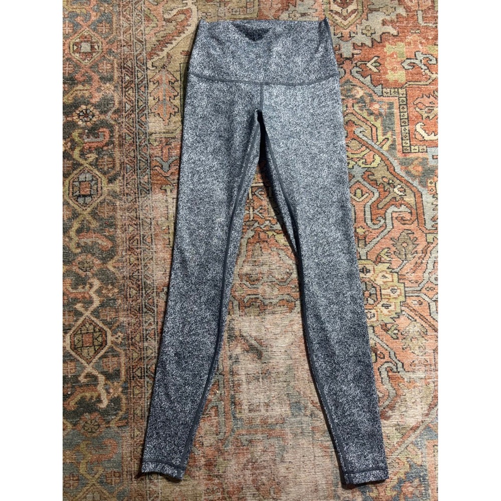 Lululemon High Rise Leggings Black White Space Dye Speckled Size 6